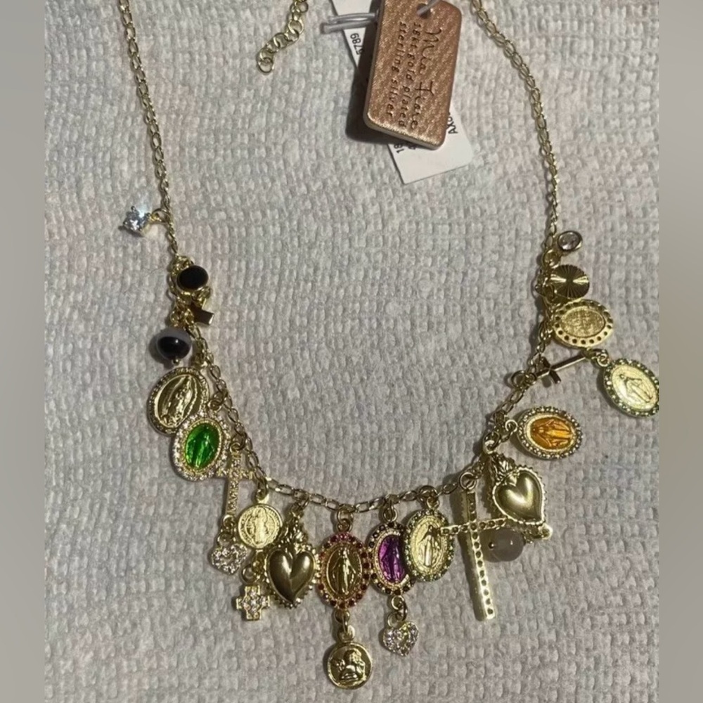 Gold and Multicolor Charm Necklace - Picture 4 of 7